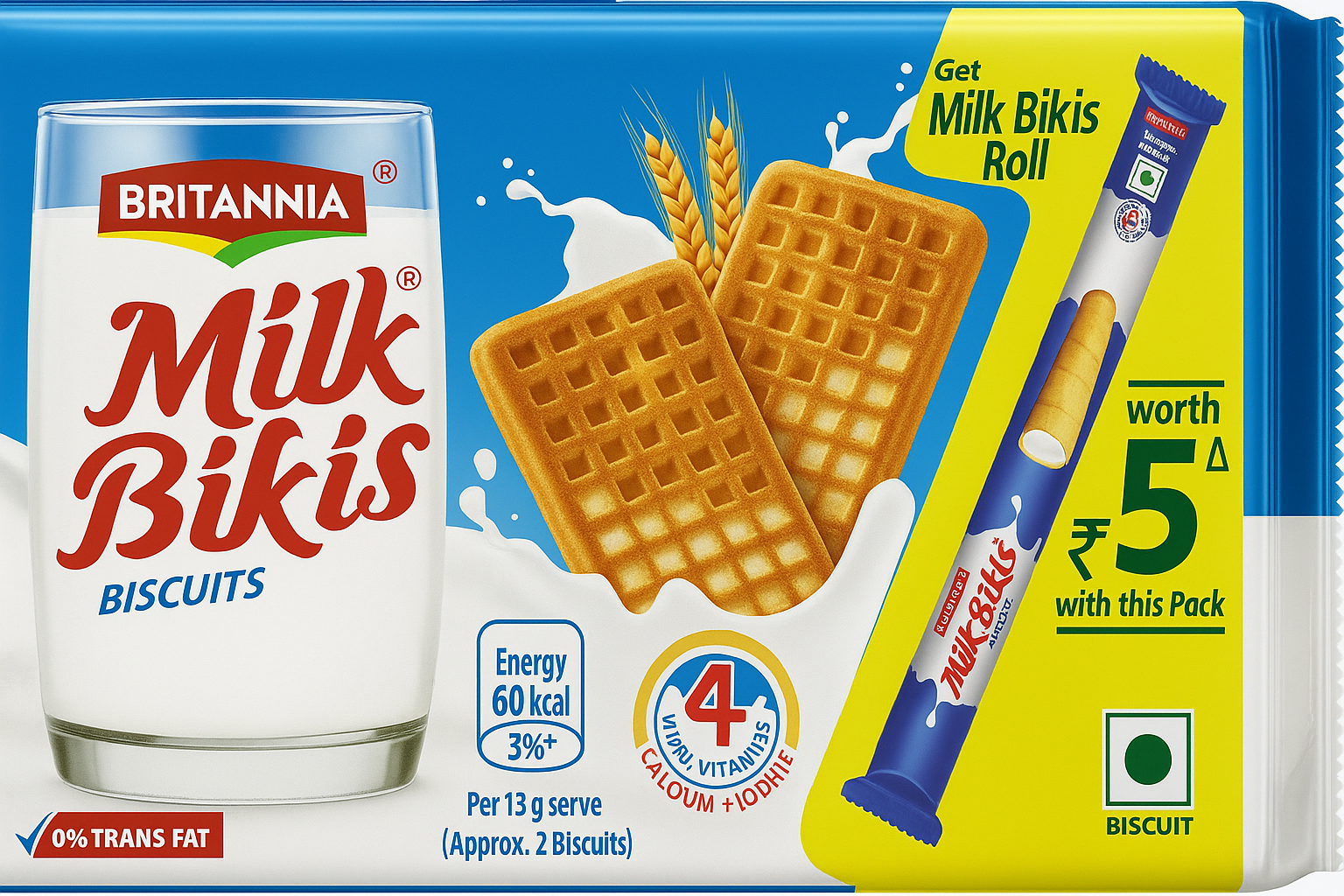 Britannia Milk Bikis Biscuits with free Milk Bikis Roll